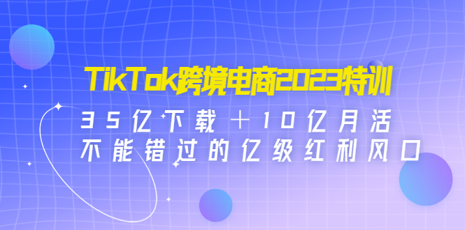 （4702期）TikTok跨境电商2023特训：35亿下载＋10亿月活，不能错过的亿级红利风口 - 副业心选-副业心选