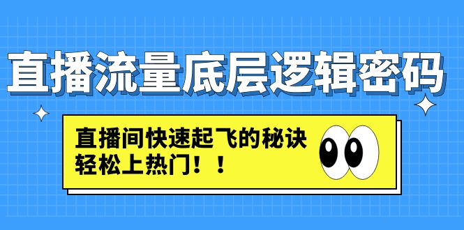 （4756期）直播流量底层逻辑密码：直播间快速起飞的秘诀，轻松上热门-副业心选
