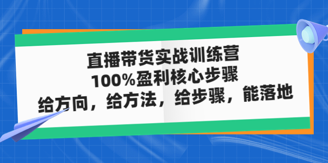 （4785期）直播带货实战训练营：100%盈利核心步骤，给方向，给方法，给步骤，能落地-副业心选