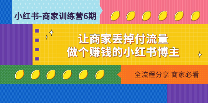 （4782期）小红书-商家训练营12期：让商家丢掉付流量，做个赚钱的小红书博主 - 副业心选-副业心选