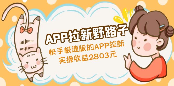 （4946期）APP拉新野路子：快手极速版的APP拉新赚，实操收益2803元 - 副业心选-副业心选