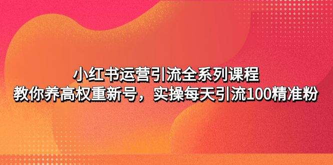 （4950期）小红书运营引流全系列课程：教你养高权重新号，实操每天引流100精准粉-副业心选