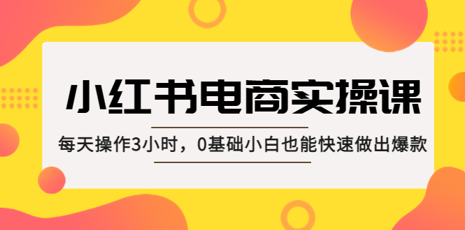 （5190期）小红书·电商实操课：每天操作3小时，0基础小白也能快速做出爆款！-副业心选