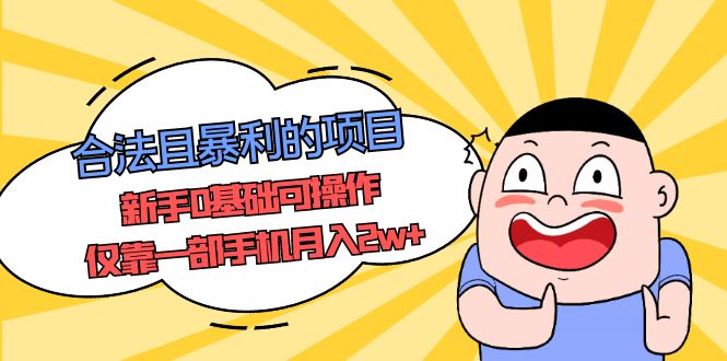 （5255期）合法且暴利的项目，新手0基础可操作，仅靠一部手机月入2w+-副业心选