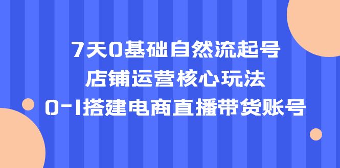 （5350期）7天0基础自然流起号，店铺运营核心玩法，0-1搭建电商直播带货账号 - 副业心选-副业心选