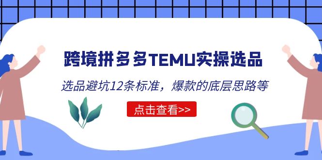 （5402期）跨境拼多多TEMU实操选品运营方法，选品避坑12条标准，爆款的底层思路等 - 副业心选-副业心选