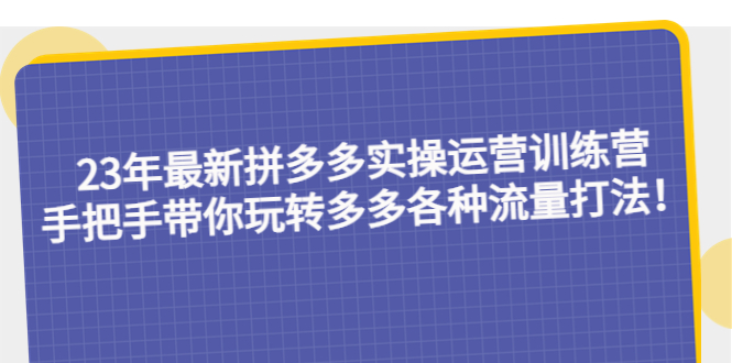 （5435期）23年最新拼多多实操运营训练营：手把手带你玩转多多各种流量打法！ - 副业心选-副业心选