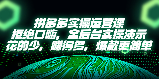 （5423期）拼多多实操运营课：拒绝口嗨，全后台实操演示，花的少，赚得多，爆款更简单 - 副业心选-副业心选