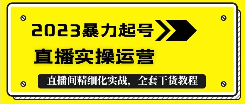 （5475期）2023暴力起号+直播实操运营，全套直播间精细化实战，全套干货教程！-副业心选