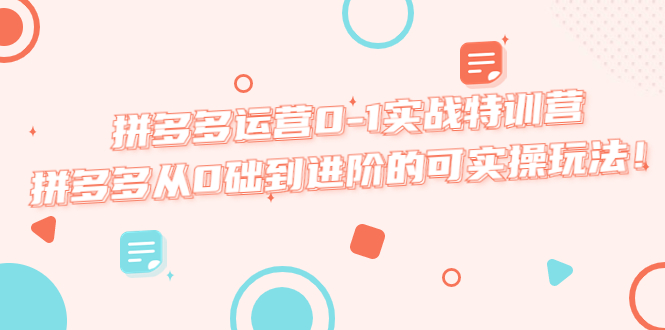 （5521期）拼多多运营0-1实战特训营，拼多多从0础到进阶的可实操玩法！ - 副业心选-副业心选