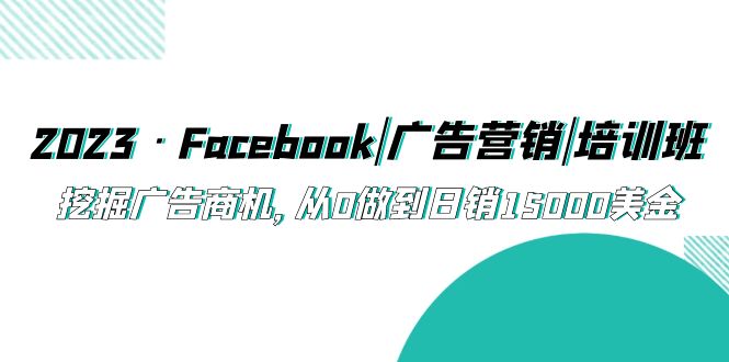 （5583期）2023·Facebook|广告营销|培训班，挖掘广告商机，从0做到日销15000美金 - 副业心选-副业心选