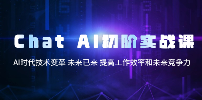 （5610期）Chat AI初阶实战课，AI时代技术变革 未来已来 提高工作效率和未来竞争力 - 副业心选-副业心选