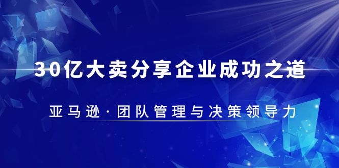 （5641期）30·亿大卖·分享企业·成功之道-亚马逊·团队管理与决策领导力 - 副业心选-副业心选
