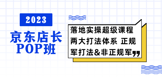 （5699期）2023京东店长·POP班 落地实操超级课程 两大打法体系 正规军&非正规军 - 副业心选-副业心选