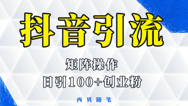 （5871期）抖音引流术，矩阵操作，一天能引100多创业粉-副业心选