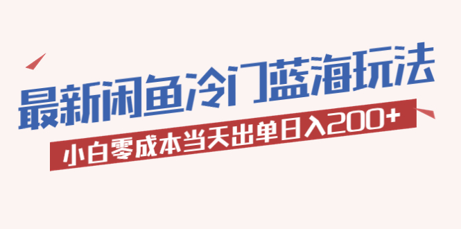 （5903期）2023最新闲鱼冷门蓝海玩法，小白零成本当天出单日入200+ - 副业心选-副业心选