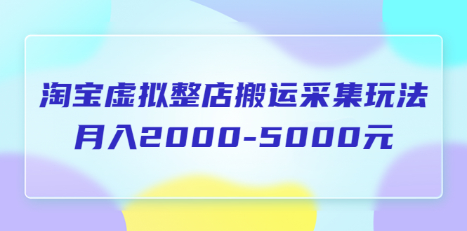 （5931期）淘宝虚拟整店搬运采集玩法分享课：月入2000-5000元（5节课） - 副业心选-副业心选