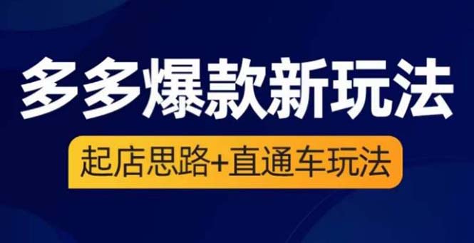 （6028期）2023拼多多爆款·新玩法：起店思路+直通车玩法（3节精华课） - 副业心选-副业心选
