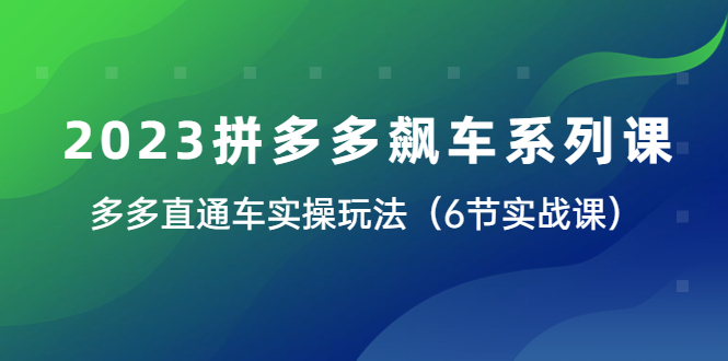 （6030期）2023拼多多飙车系列课，多多直通车实操玩法（6节实战课） - 副业心选-副业心选