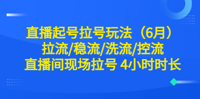 （6362期）直播起号拉号玩法（6月）拉流/稳流/洗流/控流 直播间现场拉号 4小时时长-副业心选