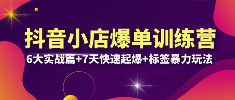 （6348期）抖音小店爆单训练营VIP线下课：6大实战篇+7天快速起爆+标签暴力玩法(32节)-副业心选