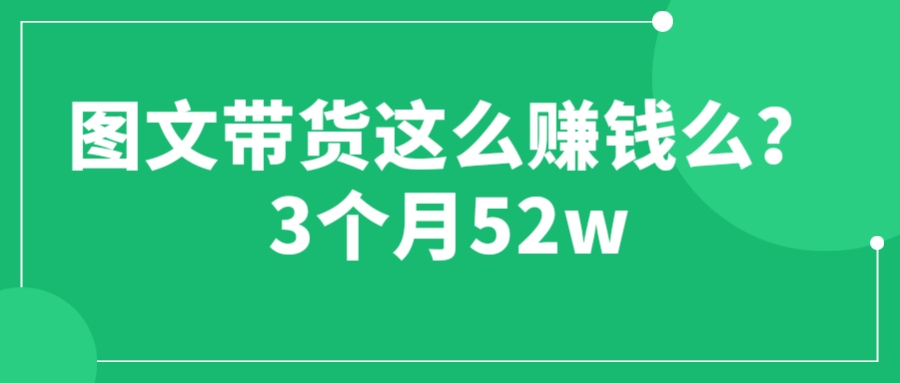 （6372期）图文带货这么赚钱么? 3个月52W 图文带货运营加强课 - 副业心选-副业心选