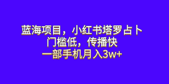 （6427期）蓝海项目，小红书塔罗占卜，门槛低，传播快，一部手机月入3w+ - 副业心选-副业心选