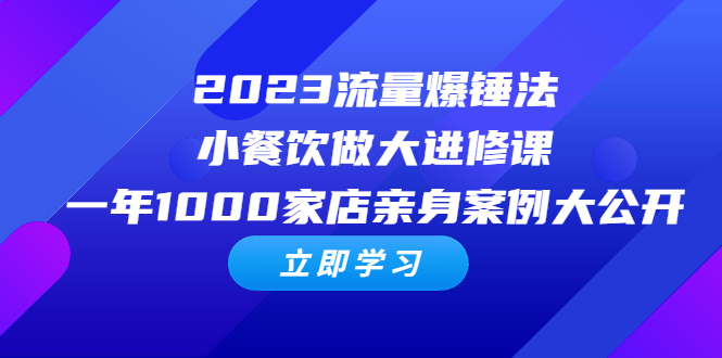 （6485期）2023流量 爆锤法，小餐饮做大进修课，一年1000家店亲身案例大公开 - 副业心选-副业心选