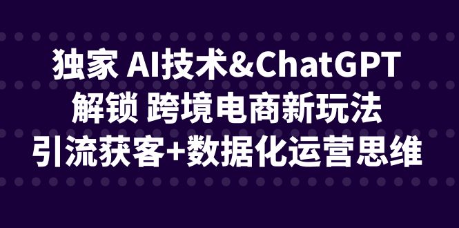 （6599期）独家 AI技术&ChatGPT解锁 跨境电商新玩法，引流获客+数据化运营思维 - 副业心选-副业心选