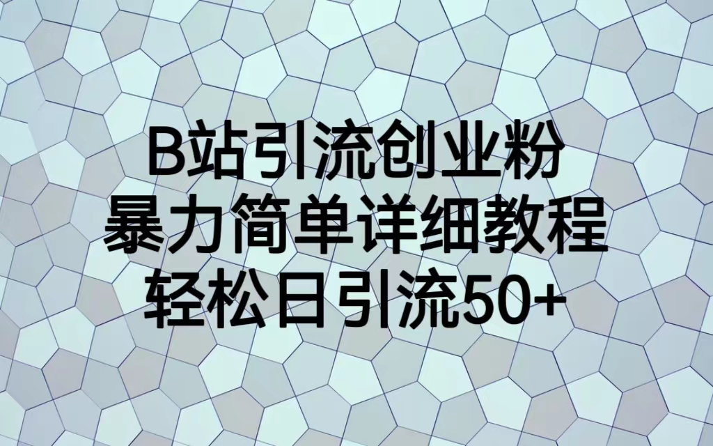（6639期）B站引流创业粉，暴力简单详细教程，轻松日引流50+ - 副业心选-副业心选