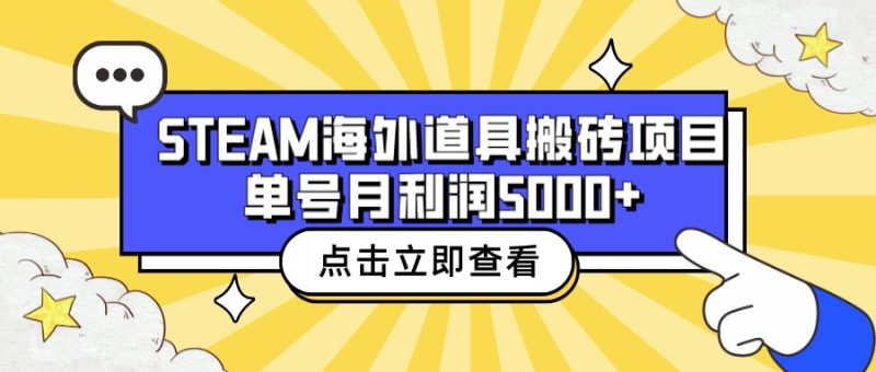 （6688期）收费6980的Steam海外道具搬砖项目，单号月收益5000+全套实操教程-副业心选