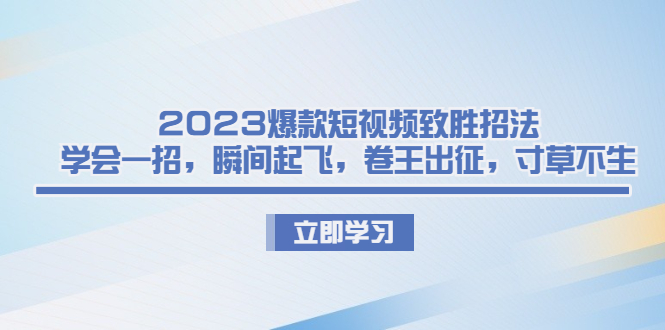 （6738期）2023爆款短视频致胜招法，学会一招，瞬间起飞，卷王出征，寸草不生 - 副业心选-副业心选