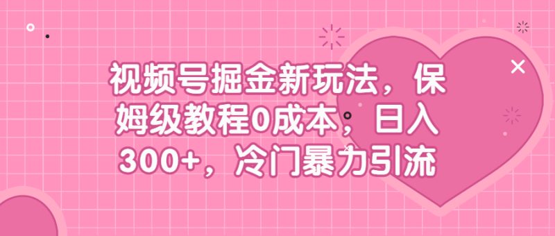 （6802期）视频号掘金新玩法，保姆级教程0成本，日入300+，冷门暴力引流-副业心选