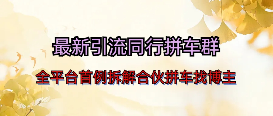 （6853期）最新引流同行拼车群合伙拼车找博主日引百人新玩法 - 副业心选-副业心选