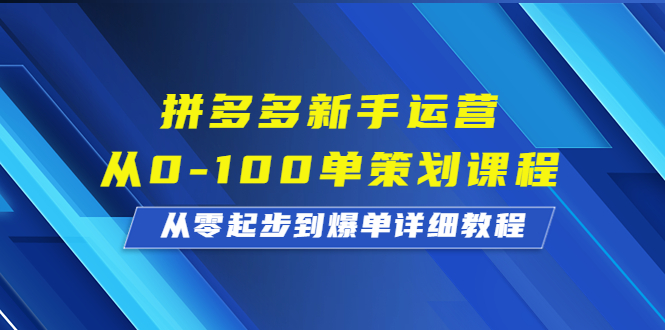 （6920期）拼多多新手运营从0-100单策划课程，从零起步到爆单详细教程 - 副业心选-副业心选