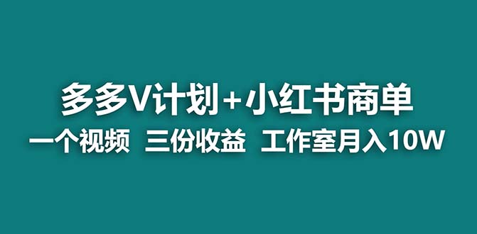 （6999期）【蓝海项目】多多v计划+小红书商单 一个视频三份收益 工作室月入10w - 副业心选-副业心选