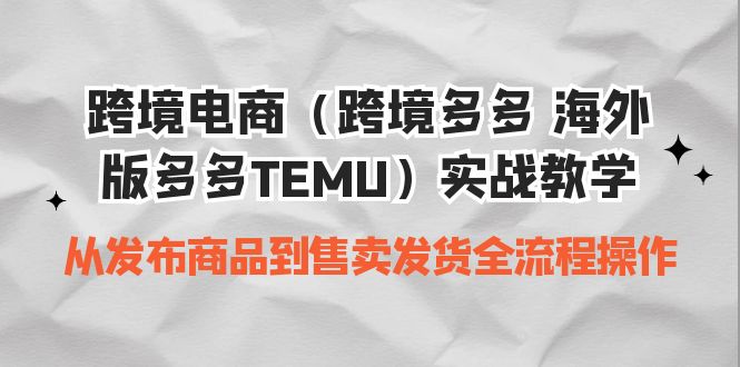 （6989期）跨境电商（跨境多多 海外版多多TEMU）实操教学 从发布商品到售卖发货全流程 - 副业心选-副业心选