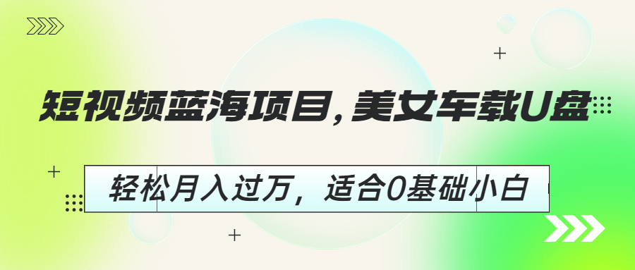 （6619期）短视频蓝海项目，美女车载U盘，轻松月入过万，适合0基础小白 - 副业心选-副业心选