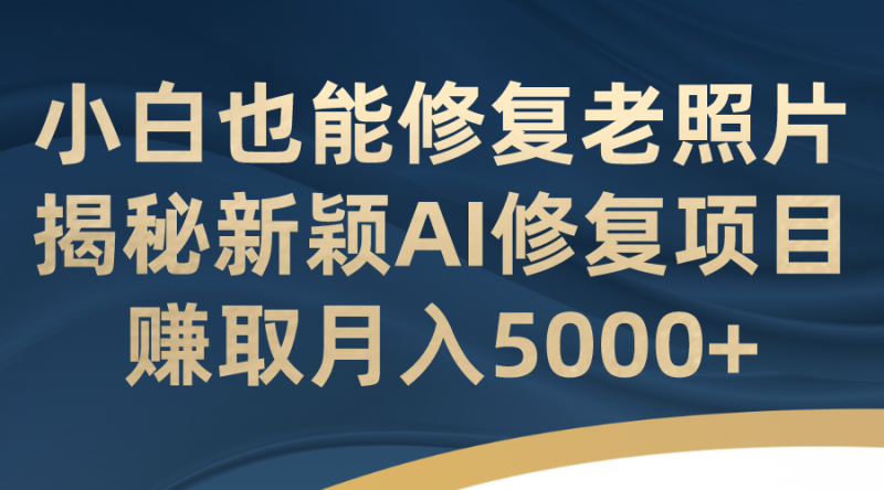 （7072期）小白也能修复老照片！揭秘新颖AI修复项目，赚取月入5000+-副业心选
