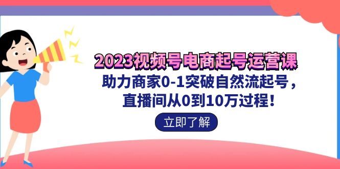 （7110期）2023视频号-电商起号运营课 助力商家0-1突破自然流起号 直播间从0到10w过程-副业心选