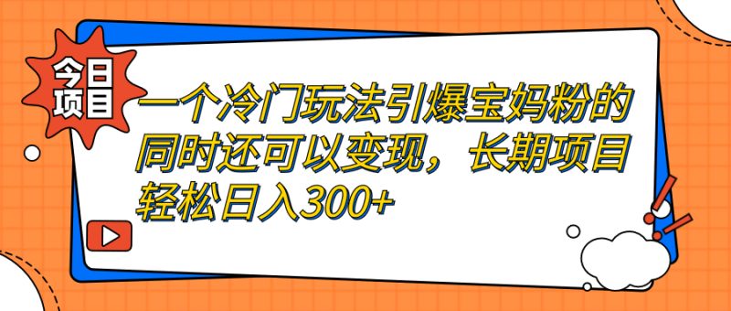 （7147期）一个冷门玩法引爆宝妈粉的同时还可以变现，长期项目轻松日入300+-副业心选