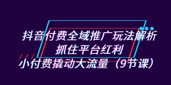 （7160期）抖音付费全域推广玩法解析：抓住平台红利，小付费撬动大流量（9节课） - 副业心选-副业心选