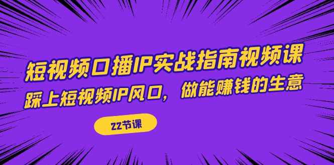（7202期）短视频口播IP实战指南视频课，踩上短视频IP风口，做能赚钱的生意（22节课） - 副业心选-副业心选
