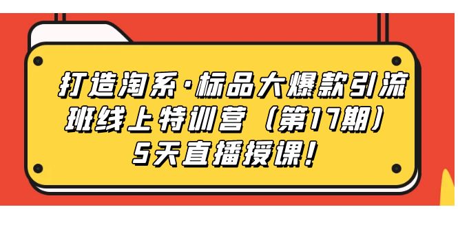 （7226期）打造淘系·标品大爆款引流班线上特训营（第17期）5天直播授课！ - 副业心选-副业心选