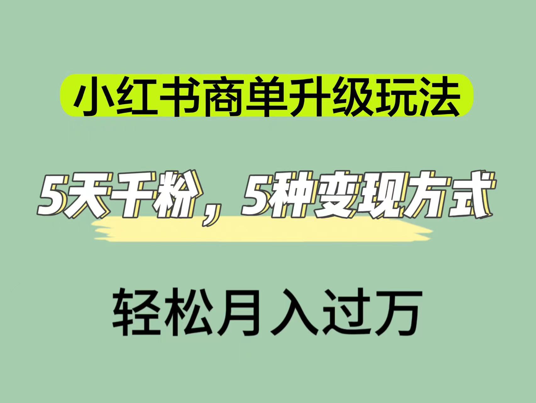 （7312期）小红书商单升级玩法，5天千粉，5种变现渠道，轻松月入1万+ - 副业心选-副业心选