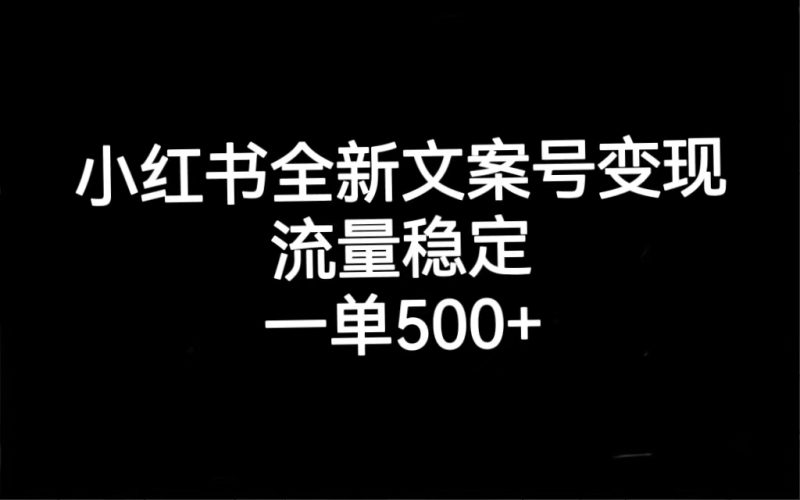 （7337期）小红书全新文案号变现，流量稳定，一单收入500+-副业心选