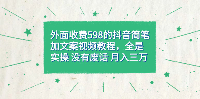 （7327期）外面收费598抖音简笔加文案教程，全是实操 没有废话 月入三万（教程+资料） - 副业心选-副业心选