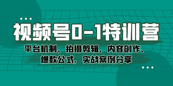 （7373期）视频号0-1特训营：平台机制、拍摄剪辑、内容创作、爆款公式，实战案例分享 - 副业心选-副业心选