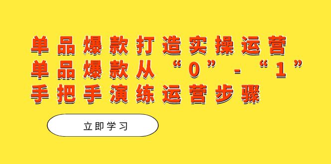（7488期）单品爆款打造实操运营，单品爆款从“0”-“1”手把手演练运营步骤 - 副业心选-副业心选
