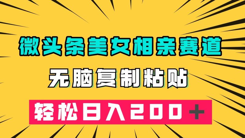 （7559期）微头条冷门美女相亲赛道，无脑复制粘贴，轻松日入200＋-副业心选